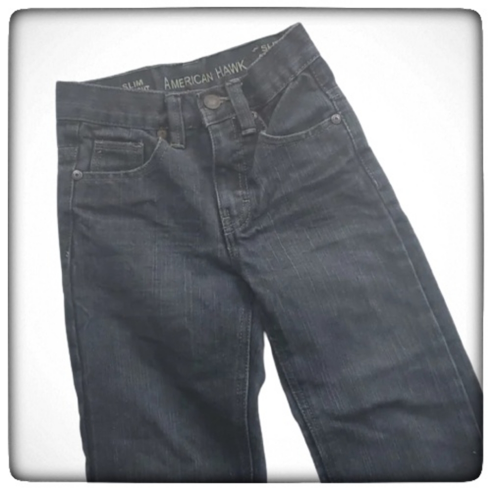 American Hawk Light Black Slim Straight Jeans-5